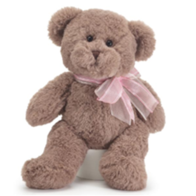 Plush Brown Bear with Pink Ribbon
